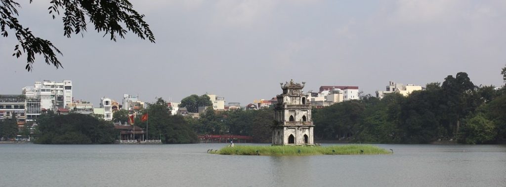 Hoan Kiem Lake in Hanoi Old Quarter Turtle island