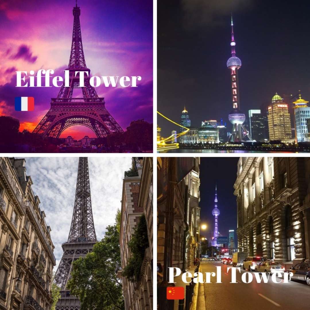 Eiffel Tower and Pearl Tower comparison
