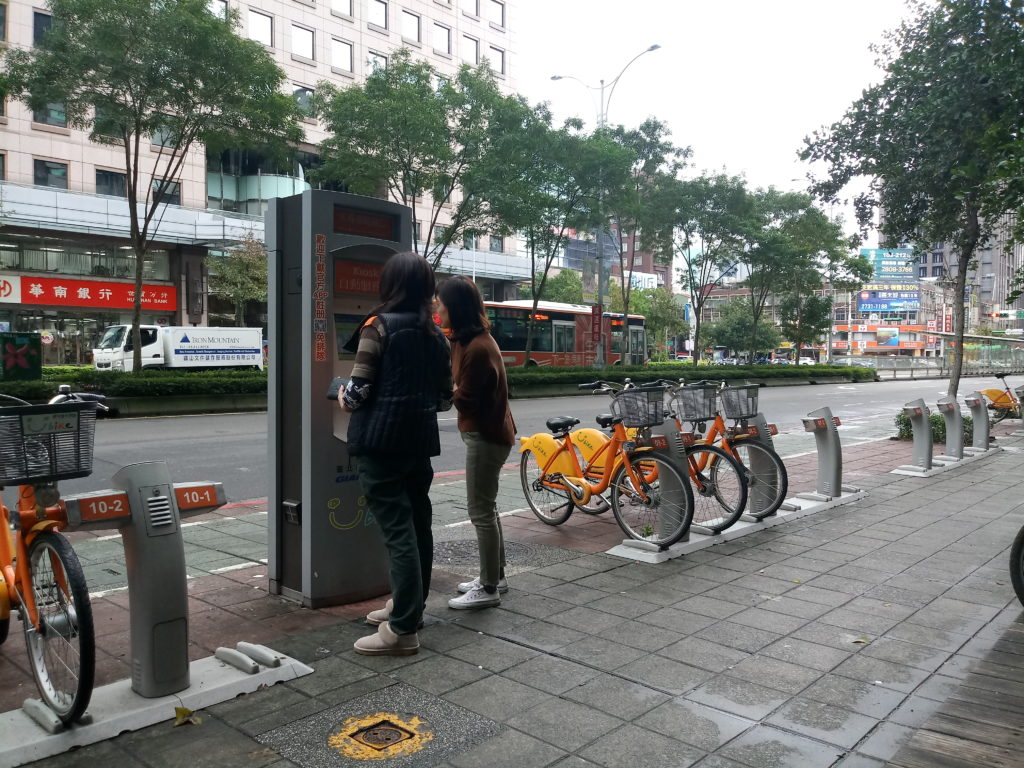 People registering card to use ubike in Taipei Taiwan KIOSK