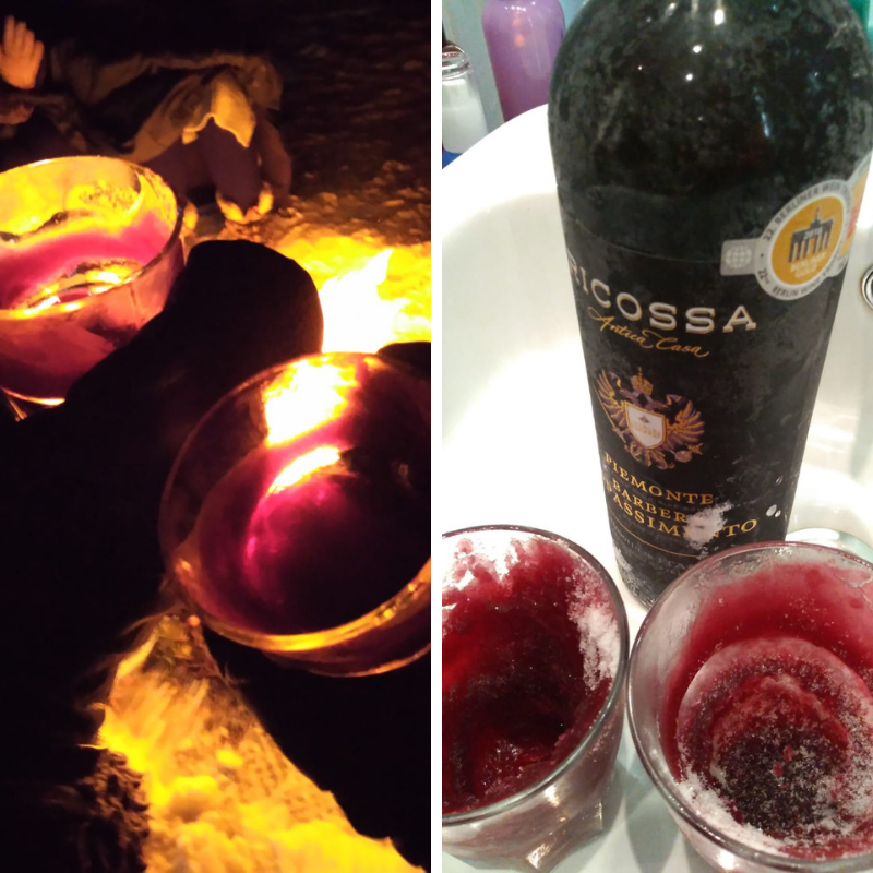 Frozen wine in freezing weather in rovaniemi finland