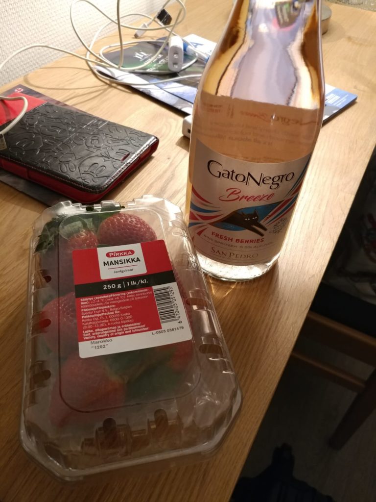Sparkling wine and strawberries in Rovaniemi Finland