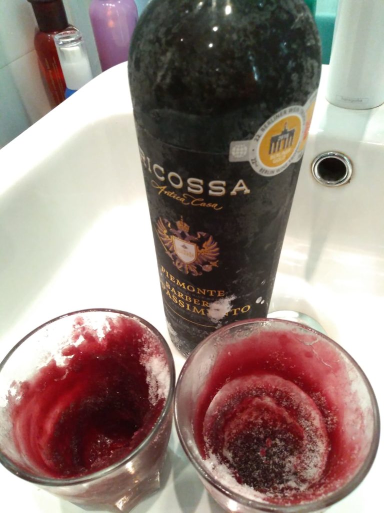 really cold weather in rovaniemi frozen bottle of wine
