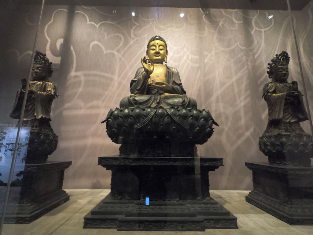 Budha statues inside the National Museum in Taipei
