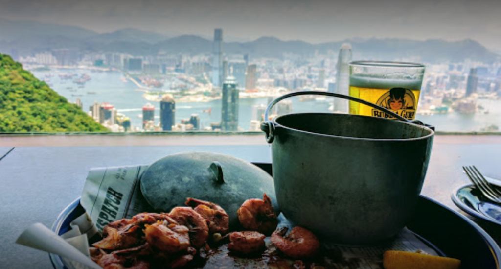 Eating_at_Bubba_gump,_Hong_kong_city_view