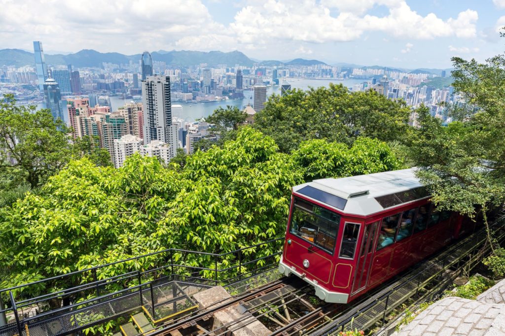 Old tram at victoria peak, Hong Kong, central, city view