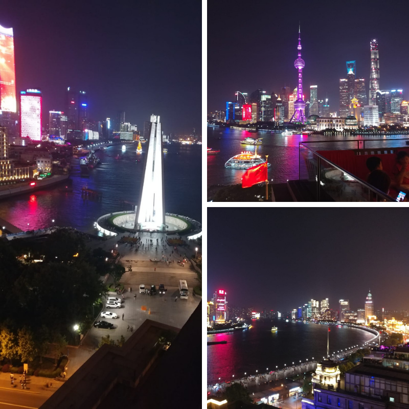 Skyline View of Shanghai from Rooftop Bar at the Peninsula Hotel