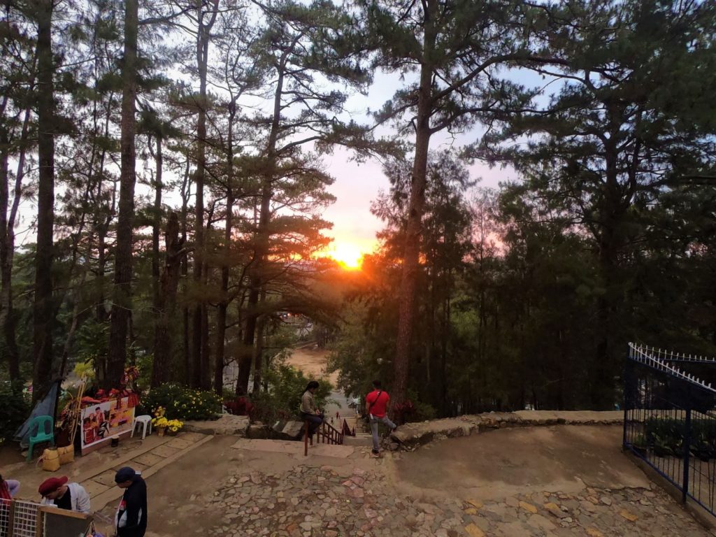 watching the sunset from Wright park , a nice place to visit for an afternoon in Baguio