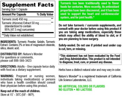 turmeric supplement label